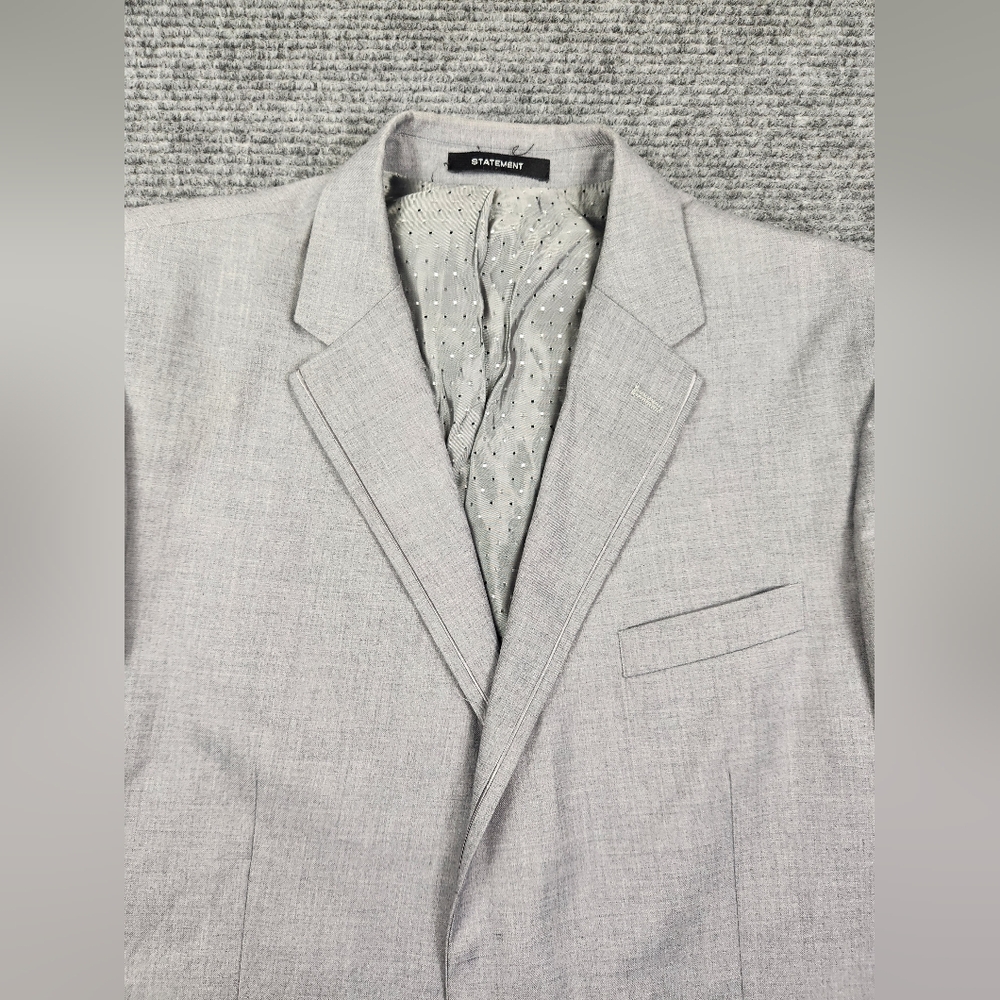 Statement 44r Gray Solid Polyester Two Button Spo… - image 2